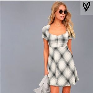 NWT sky grey plaid skater dress